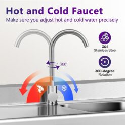 Garvee Stainless Steel Utility Sink Freestanding Single Bowl Laundry Tub with Hot Cold Faucet Workbench for Laundry Room Garage Workshop