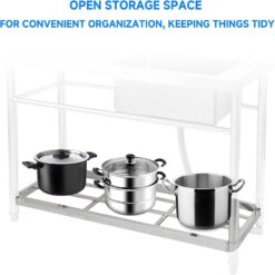 Garvee 47.2 x 33.5 x 19.7Inch Stainless Steel Utility Sink Freestanding Single Bowl with Pull-Out Hot and Cold Faucet