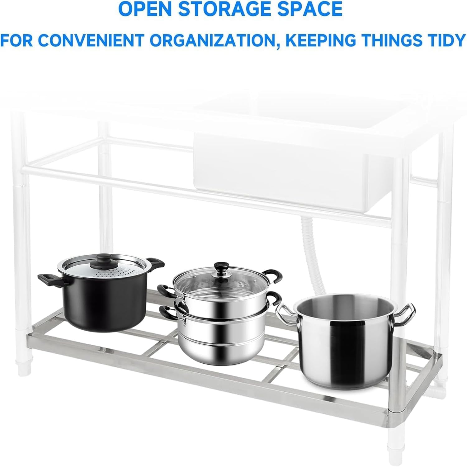 Garvee 47.2 x 33.5 x 19.7Inch Stainless Steel Utility Sink Freestanding Single Bowl with Pull-Out Hot and Cold Faucet