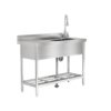 Garvee 47x37x20In Freestanding Stainless Steel Utility Sink Single Bowl Basin with Faucet Hot and Cold Water Pipes
