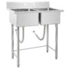 Garvee Commercial Stainless Steel Double Bowl Utility Sink - Adjustable Legs for Kitchen Laundry Room Garage Restaurant - 41x23x45 Inch - Without Faucet
