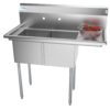 KoolMore 22-in x 43-in 2 -Basin Stainless Steel Freestanding Utility tub with Drain