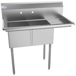KoolMore 22-in x 43-in 2 -Basin Stainless Steel Freestanding Utility tub with Drain