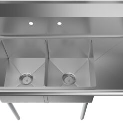 KoolMore 22-in x 43-in 2 -Basin Stainless Steel Freestanding Utility tub with Drain