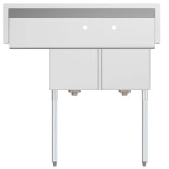 KoolMore 22-in x 43-in 2 -Basin Stainless Steel Freestanding Utility tub with Drain
