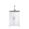 Huluwat White Laundry Tub Cabinet with Single Stainless Steel Drop-in Laundry/Utility Sink and Stainless Steel Faucet Combo