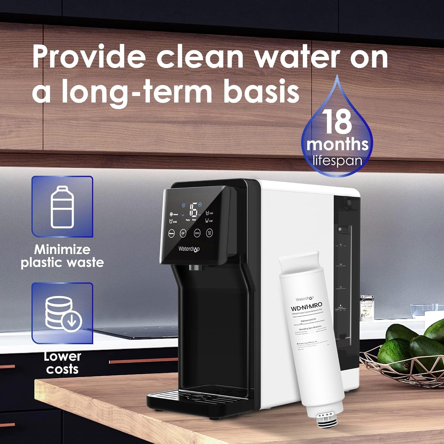 Waterdrop N1 Carbon block Black Counter top filter