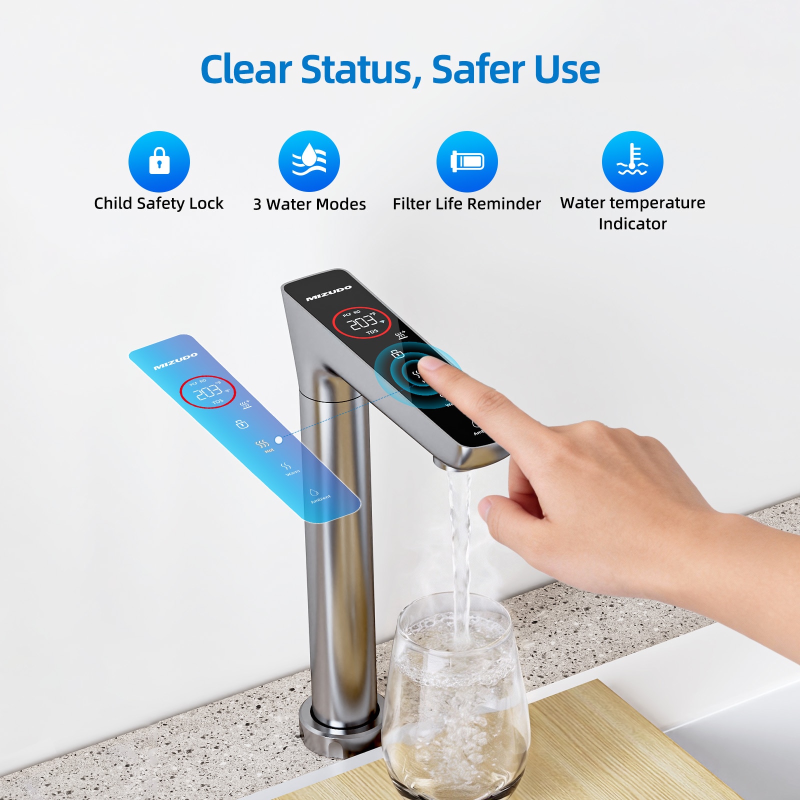 Mizudo Megaflo HOT Activated carbon Reverse Osmosis Filtration Under Sink Water Filtration System with stainless steel Faucet