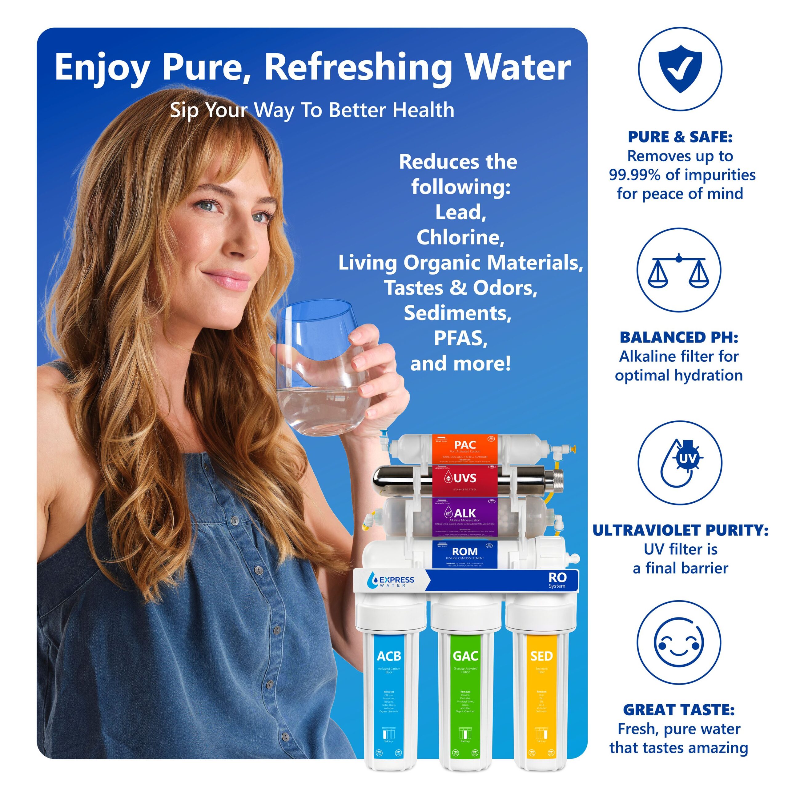 Express Water ROALKUV10MBN 7-stage Multi-method Under Sink Water Filtration System