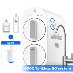 Waterdrop 7-stage G2P600 with PMT Composite/Activated carbon Reverse Osmosis Filtration Under Sink Water Filtration System with FCC Listed Stainless Steel faucet Faucet