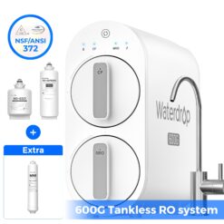 Waterdrop 7-stage G2P600 with MNR35 Composite/Activated carbon Reverse Osmosis Filtration Under Sink Water Filtration System with FCC Listed Stainless Steel faucet Faucet
