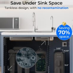 Waterdrop 7-stage G5P700 with Composite/Activated carbon Reverse Osmosis Filtration Under Sink Water Filtration System with 2:1 Pure to Drain Stainless Steel faucet Faucet