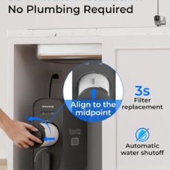 Waterdrop 7-stage G5P700 with Composite/Activated carbon Reverse Osmosis Filtration Under Sink Water Filtration System with 2:1 Pure to Drain Stainless Steel faucet Faucet