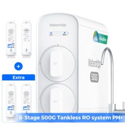 Waterdrop 8-stage G5P500A with CF Filter Composite/Activated carbon Reverse Osmosis Filtration Under Sink Water Filtration System with Alkaline Mineral Stainless Steel faucet Faucet