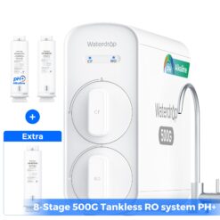 Waterdrop 8-stage G5P500A with RO Filter Composite/Activated carbon Reverse Osmosis Filtration Under Sink Water Filtration System with Alkaline Mineral Stainless Steel faucet Faucet