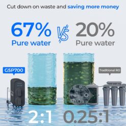 Waterdrop 8-stage G5P700 with CF Filter Composite/Activated carbon Reverse Osmosis Filtration Under Sink Water Filtration System with 2:1 Pure to Drain Stainless Steel faucet Faucet