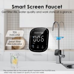 Waterdrop 8-stage G3P600 with ALK35 Composite/Activated carbon Reverse Osmosis Filtration Under Sink Water Filtration System with LED Purifier Stainless Steel Smart faucet Faucet