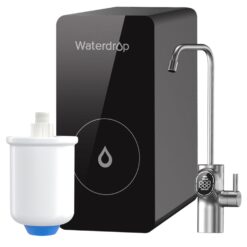 Waterdrop Tankless D6 with D6RF Filter Composite/Activated carbon Reverse Osmosis Filtration Under Sink Water Filtration System with LED Purifier Stainless Steel faucet Faucet