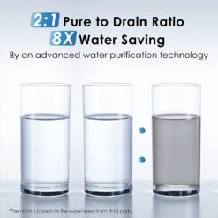 Waterdrop 8-stage G3P600 with PT Pitcher Composite/Activated carbon Reverse Osmosis Filtration Under Sink Water Filtration System with LED Purifier Stainless Steel Smart faucet Faucet