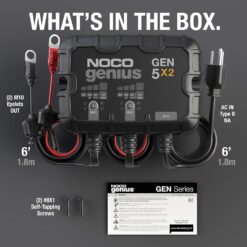 NOCO Genius GEN5X2: 2-Bank, 10A Onboard Battery Charger - 5A Per Bank, 12V Waterproof Marine Charger with Overcharge Protection & Temperature Compensation – for Lead-Acid & Lithium Batteries