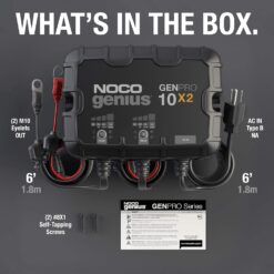 NOCO Genius GENPRO10X2: 2-Bank, 20A Onboard Battery Charger - 10A Per Bank, 12V Waterproof Marine Charger with Overcharge Protection & Temperature Compensation – for Lead-Acid & Lithium Batteries