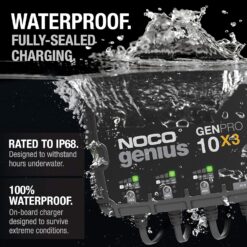 NOCO Genius GENPRO10X3, 3-Bank, 30A (10A/Bank) Smart Marine Battery Charger, 12V Waterproof Onboard Boat Charger, Battery Maintainer and Desulfator for AGM, Lithium (LiFePO4) and Deep-Cycle Batteries