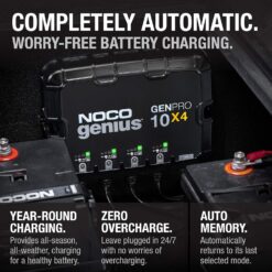 NOCO Genius GENPRO10X4: 4-Bank, 40A Onboard Battery Charger - 10A Per Bank, 12V Waterproof Marine Charger with Overcharge Protection & Temperature Compensation – for Lead-Acid & Lithium Batteries