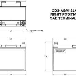 Odyssey Battery, Extreme Series, AGM, 12V, 540 Cold Cranking Amps, Top Post Terminals, 7.8 in L x 7.5 in H x 6.5 in W, Each