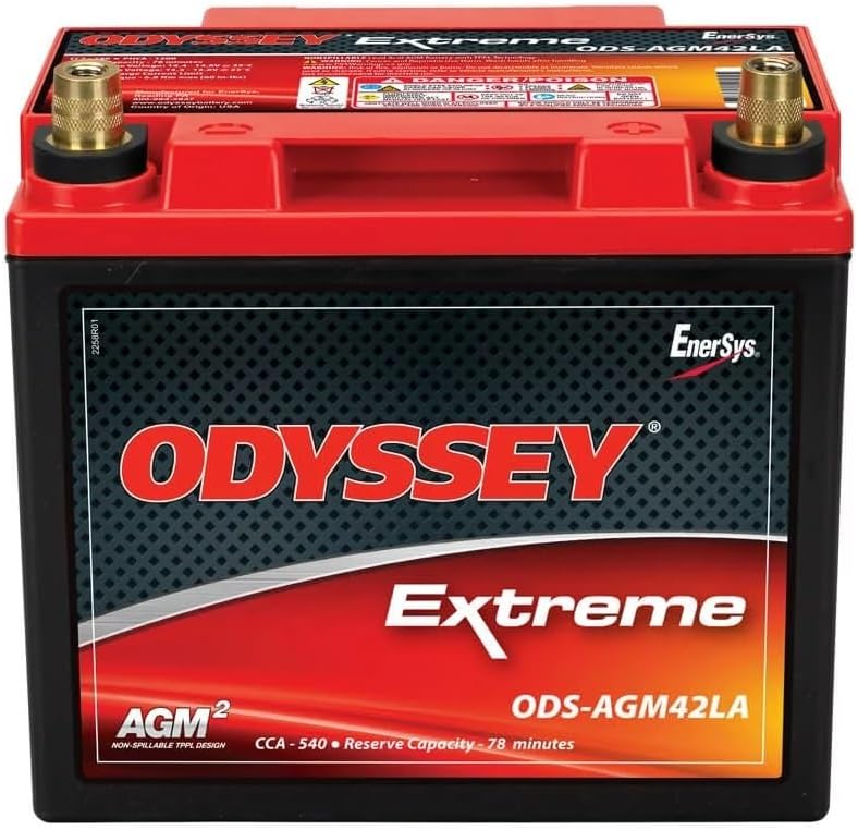Odyssey Battery, Extreme Series, AGM, 12V, 540 Cold Cranking Amps, Top Post Terminals, 7.8 in L x 7.5 in H x 6.5 in W, Each