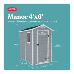 Keter 4-ft x 6-ft Manor Outdoor Gray Gable Roof Plastic Resin Storage Shed