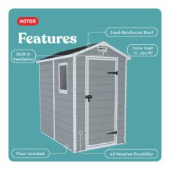 Keter 4-ft x 6-ft Manor Outdoor Gray Gable Roof Plastic Resin Storage Shed