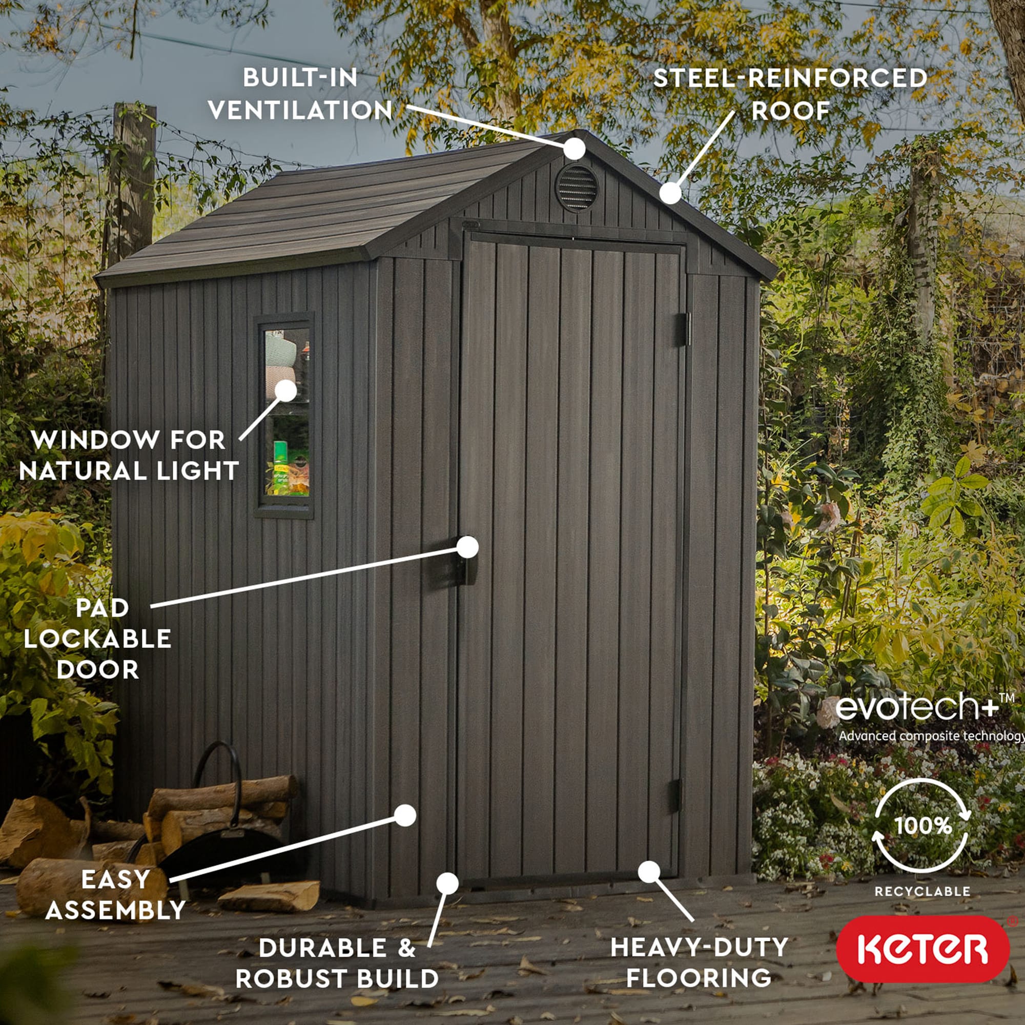 Keter 4-ft x 6-ft Darwin Gray Gable Roof Plastic Resin Storage Shed