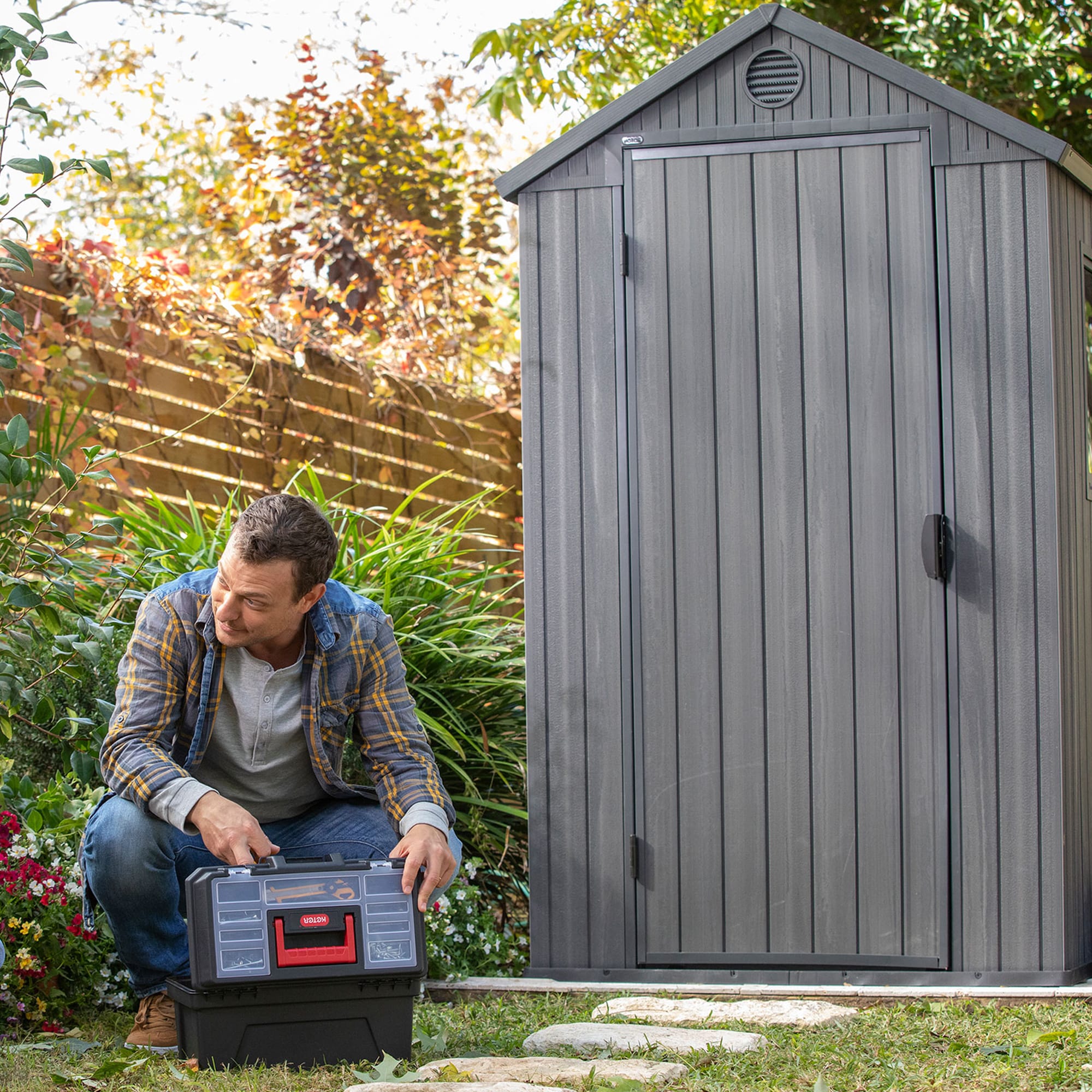 Keter 4-ft x 6-ft Darwin Gray Gable Roof Plastic Resin Storage Shed