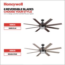 Honeywell Xerxes 62-in Bronze with Rough Pine/Dark Elm Blades Ceiling Fan With Light and Remote Control Included 8 -Blade