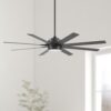 Honeywell Xerxes 70-in Matte Black with Walnut/Black Blades Adjustable White Covered Outdoor Ceiling Fan With Light and Remote Control Included 8 -Blade