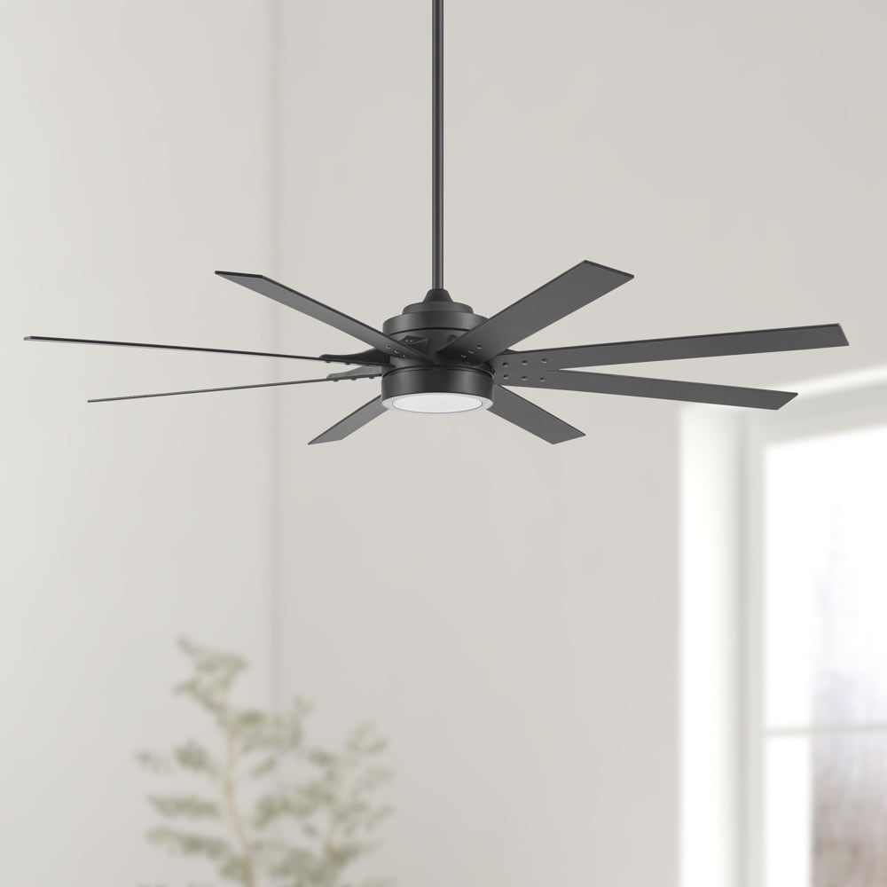Honeywell Xerxes 70-in Matte Black with Walnut/Black Blades Adjustable White Covered Outdoor Ceiling Fan With Light and Remote Control Included 8 -Blade