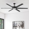 Honeywell Talbert 70-in Matte Black with Matte Black Blades LED Ceiling Fan With Light and Remote Control Included 6 -Blade