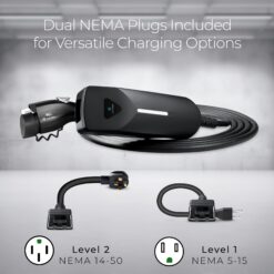 Lectron Compatible with All J1772 EVs Level 1 and Level 2 NEMA 5-15p/14-50p Plug In EV Electric Vehicle Charging Station-up to 40 Amps/ 120/240-Volts with 16-ft Cable