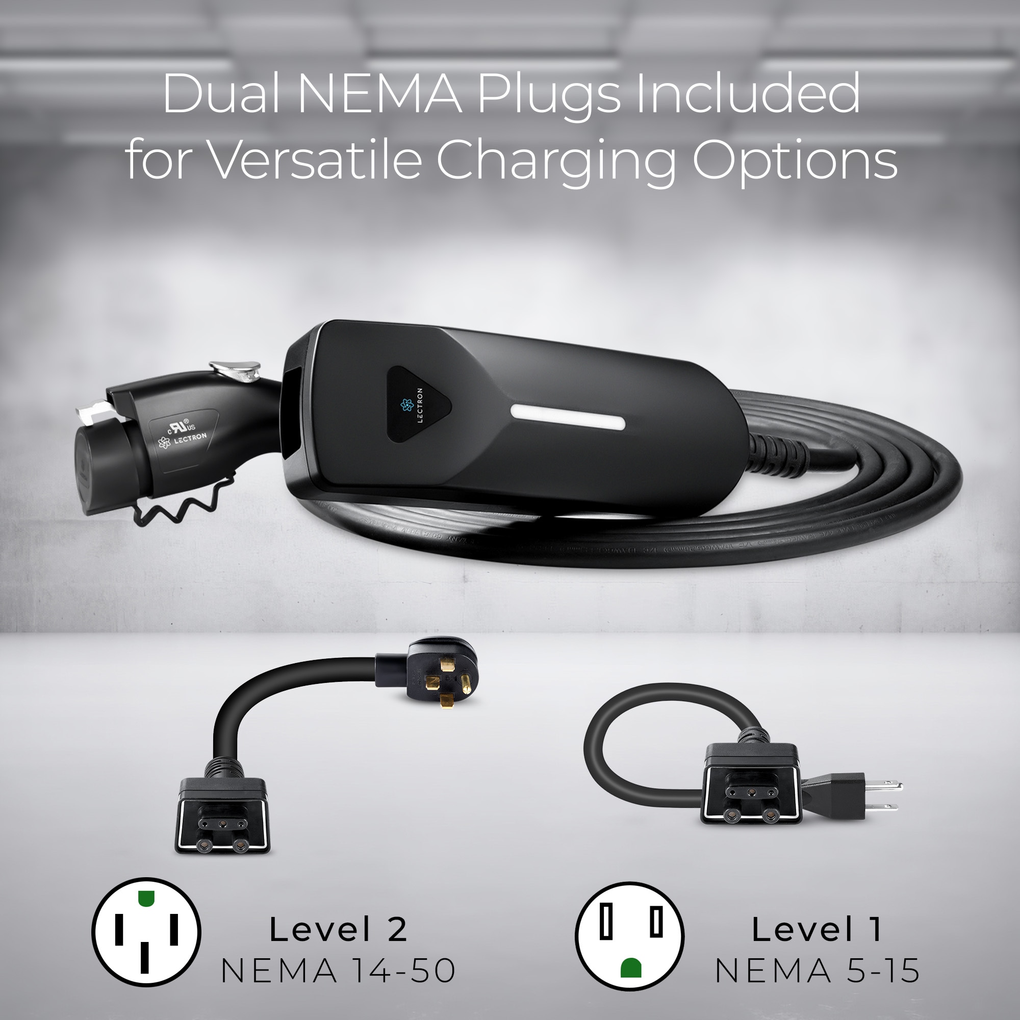 Lectron Compatible with All J1772 EVs Level 1 and Level 2 NEMA 5-15p/14-50p Plug In EV Electric Vehicle Charging Station-up to 40 Amps/ 120/240-Volts with 16-ft Cable