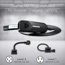 Lectron Tesla NACS Portable Charger Level 1 and Level 2 NEMA 5-15p/14-50p Plug In EV Electric Vehicle Charging Station-up to 40 Amps/ 240-Volts with 16-ft Cable