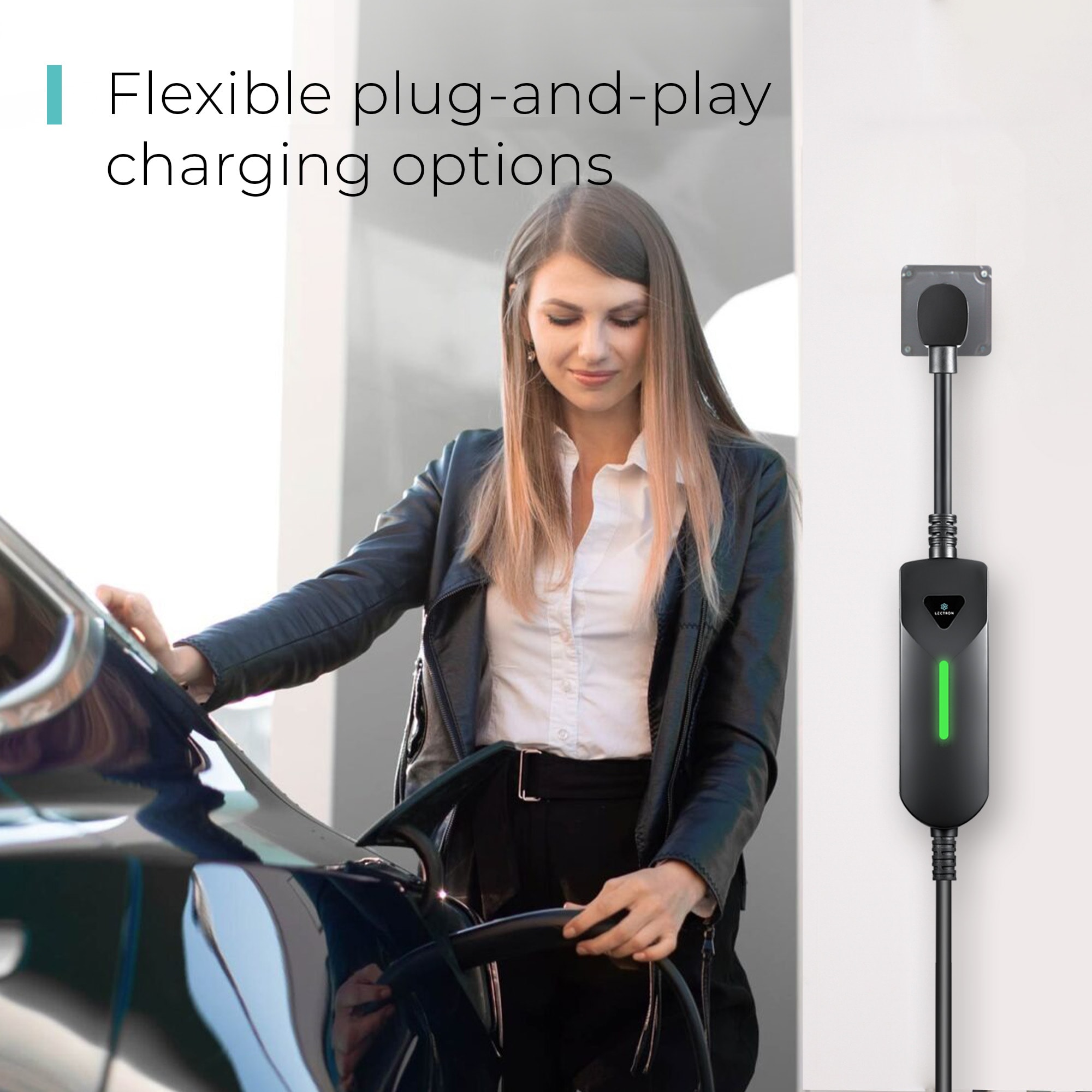 Lectron Tesla NACS Portable Charger Level 1 and Level 2 NEMA 5-15p/14-50p Plug In EV Electric Vehicle Charging Station-up to 40 Amps/ 240-Volts with 16-ft Cable