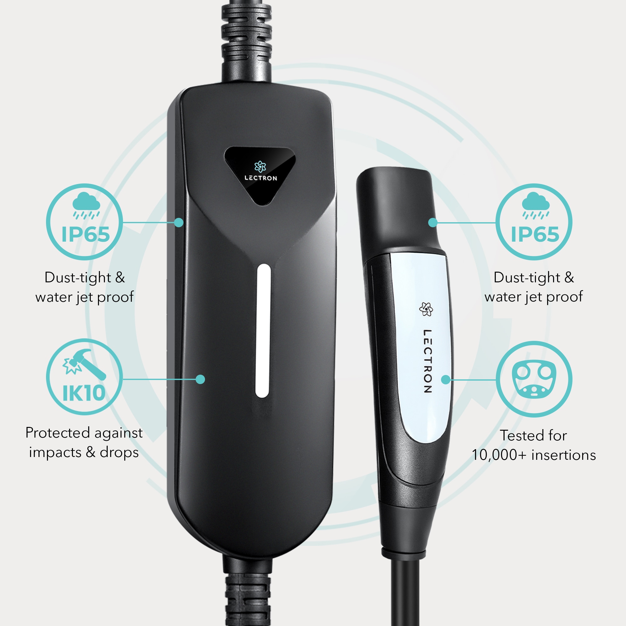 Lectron Tesla NACS Portable Charger Level 1 and Level 2 NEMA 5-15p/14-50p Plug In EV Electric Vehicle Charging Station-up to 40 Amps/ 240-Volts with 16-ft Cable