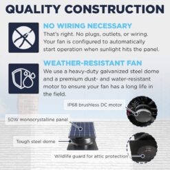 Maxx Air 1280 -CFM Black Galvanized steel Solar Power Roof Vent