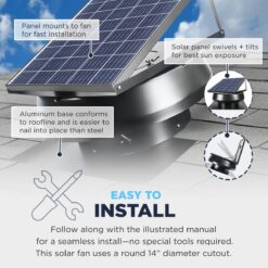 Maxx Air 1280 -CFM Black Galvanized steel Solar Power Roof Vent