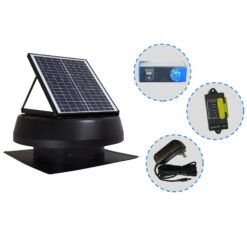iLIVING 1150 -CFM Black Aluminum Hybrid electric/solar Power Roof Vent