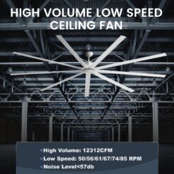 iLIVING 96-in Matte White with Matte Blades Propeller Ceiling Fan Without Light and Remote Control Included 9 -Blade
