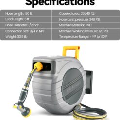 Wildaven Steel 130-ft Wall-mount Hose Reel