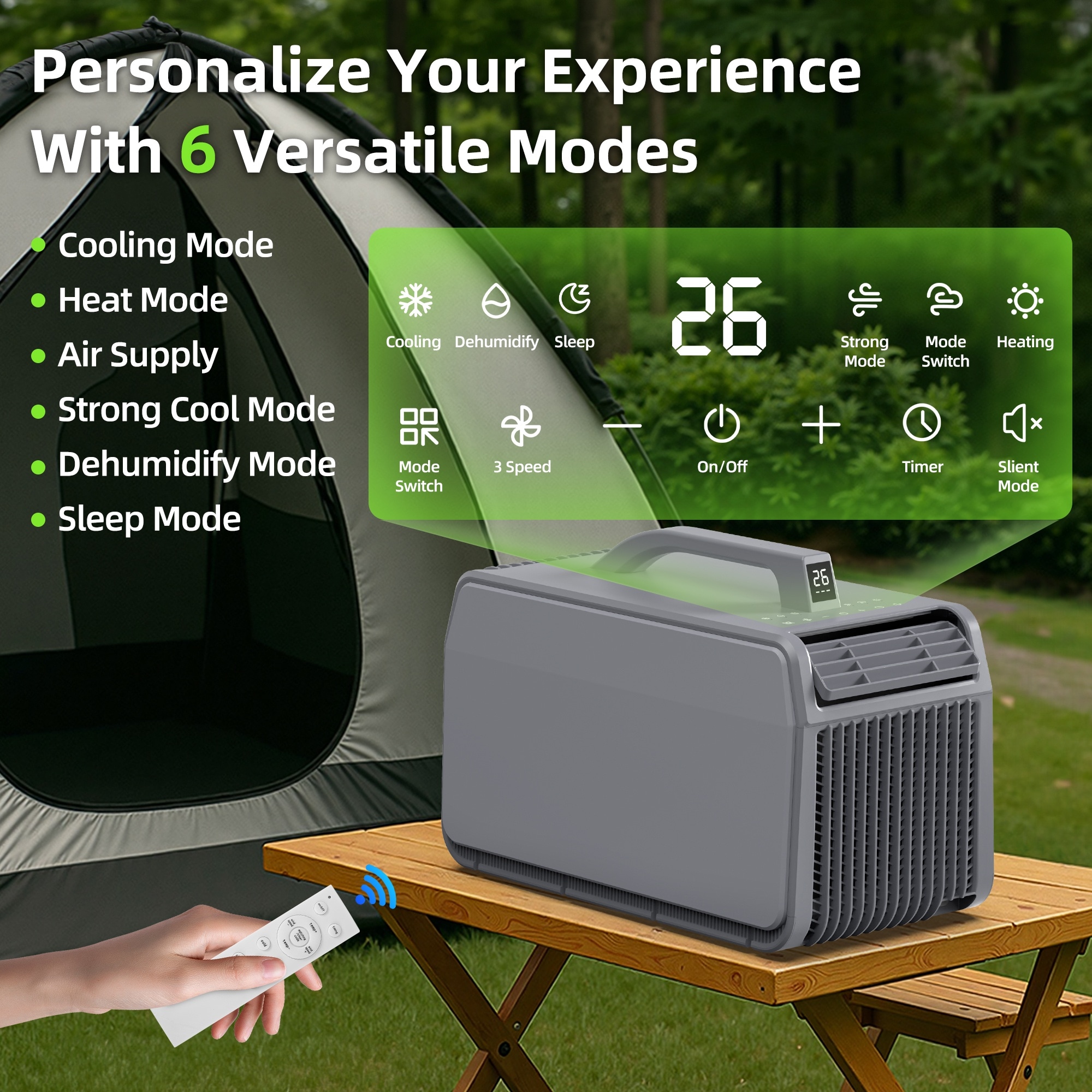 Elexnux 5500 BTU (DOE) 110-Volt Vented Small Room Portable Air Conditioner with Heater, Remote Included