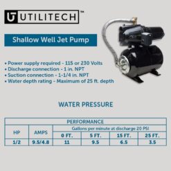 Utilitech 1/2-HP 115 and 230 -Volt 11-Gallon Cast iron Shallow well jet pump