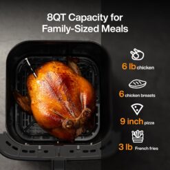 Typhur Sync 8QT AI Smart Air Fryer with Built-in Wireless Meat Thermometer, 9-in-1 XL Non Toxic Ceramic Airfryer
